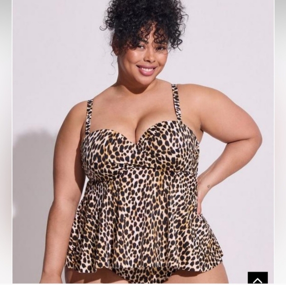 New! Torrid sz 3 Leopard Cheetah Push Up Bathing Swim Suit Tankini Top 3X - Picture 2 of 3